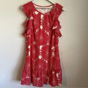 J. Crew Flutter Sunburst Red Ruffle Dress size XXS NWT